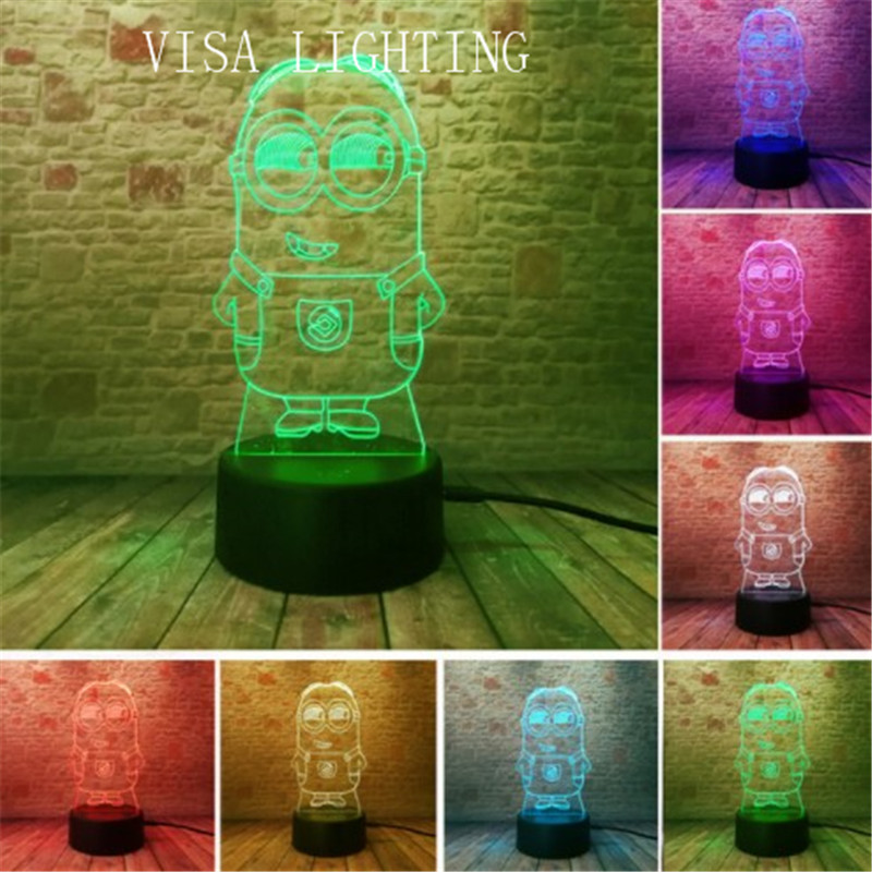 3d Minions stereoscopic desk lamp, led night light, plug-in bedroom bedside lamp, creative gift details Picture