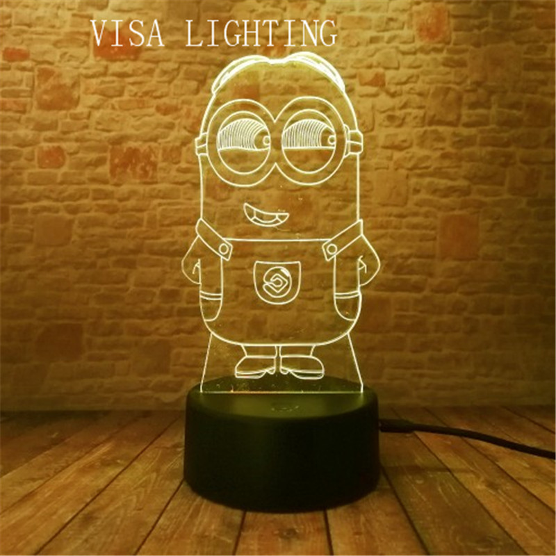 3d Minions stereoscopic desk lamp, led night light, plug-in bedroom bedside lamp, creative gift