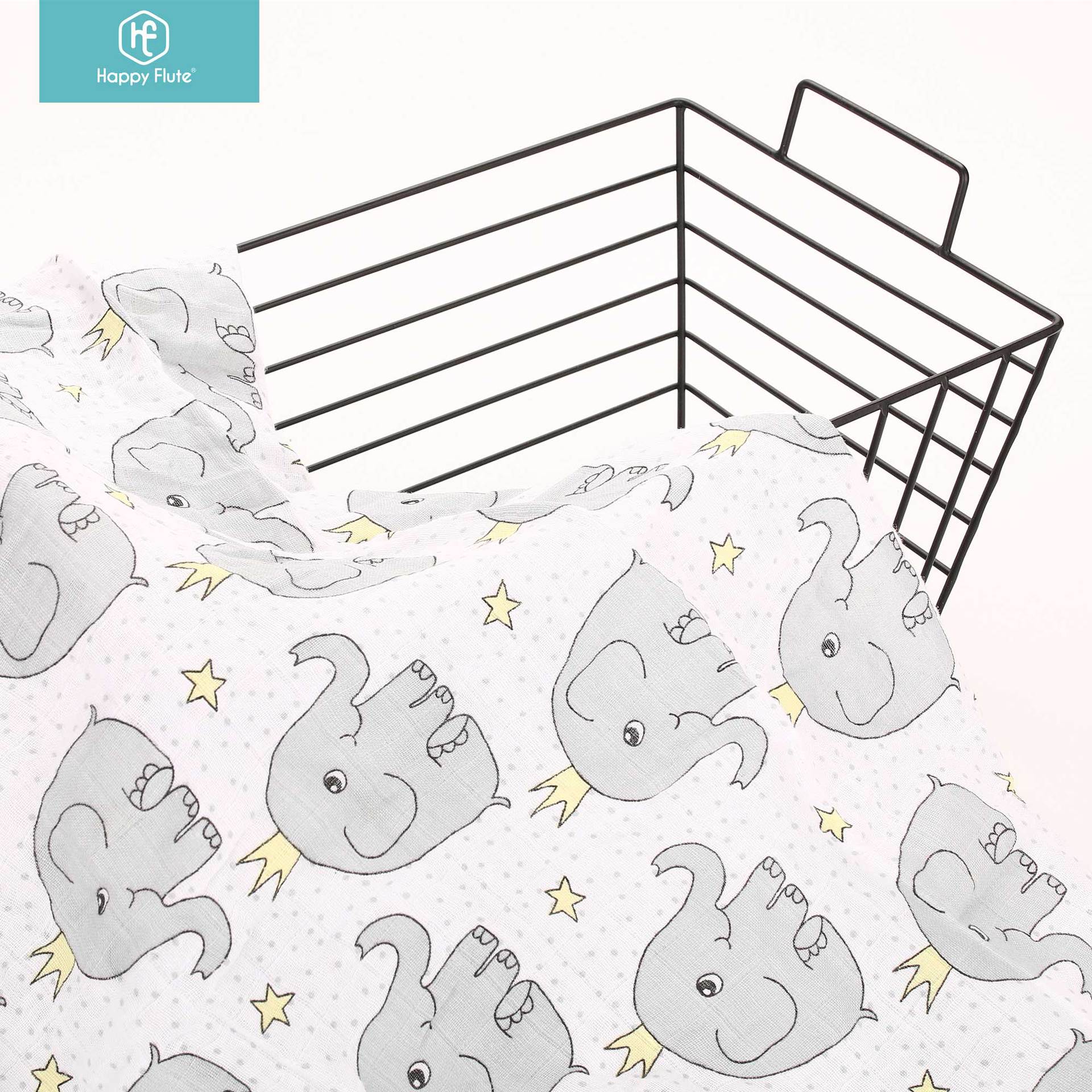 happyflute2018小清新纯棉宝宝纱布巾外出抱毯120*120婴儿襁褓巾产品图