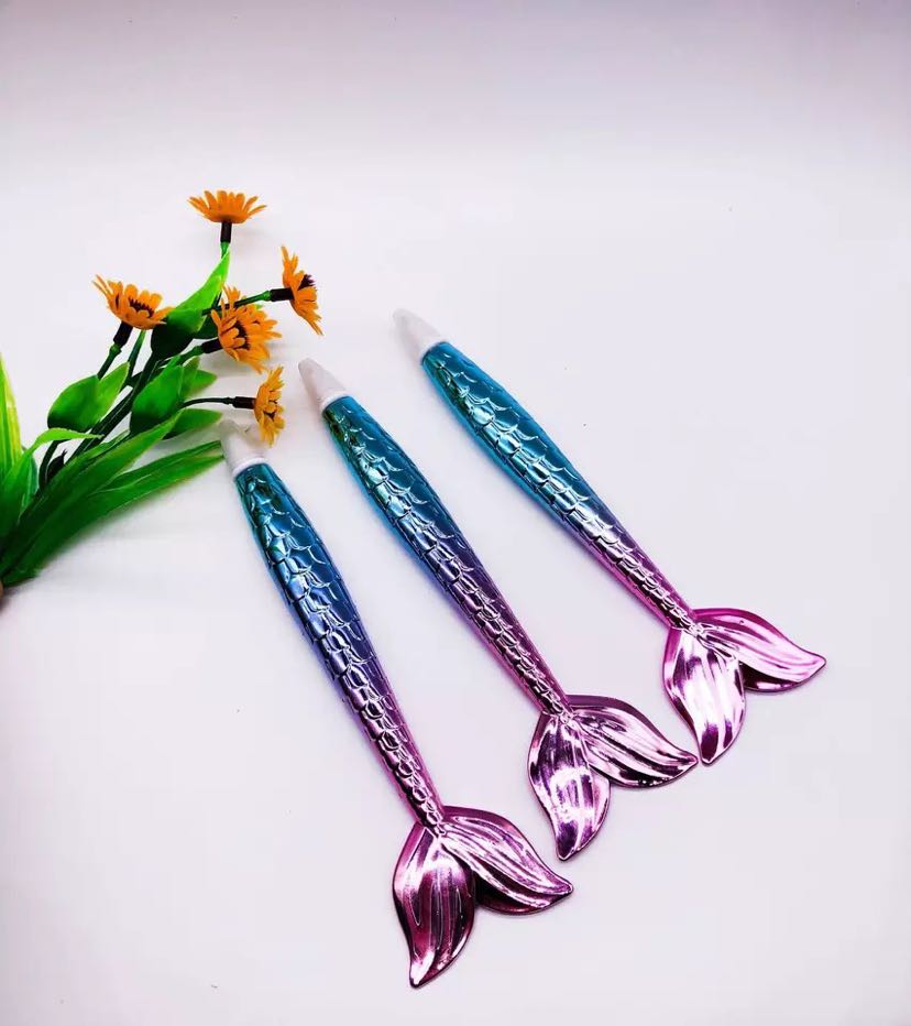 Shiny plating color gradient mermaid ballpoint pen tail shape ballpoint pen