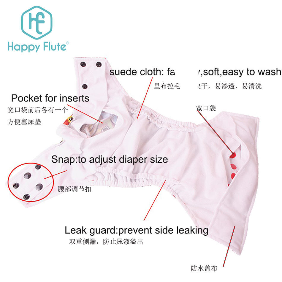 Happyflute婴儿布尿裤防水防侧漏可洗尿布裤宝宝布尿兜产品图