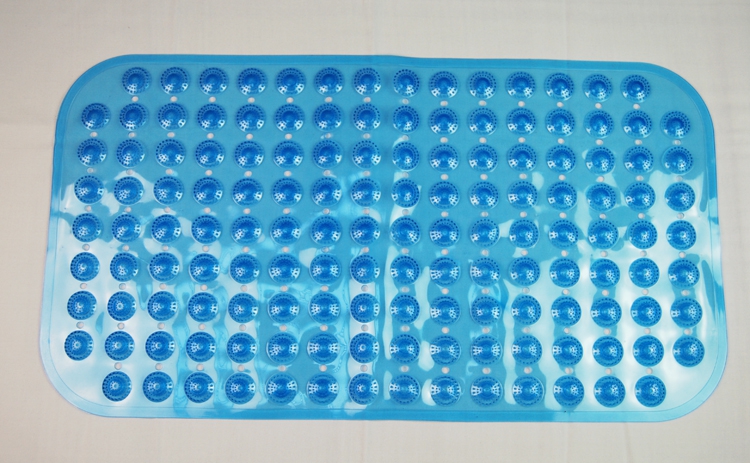 Rectangular transparent/solid color pitted bathroom mat, dotted round bead bathroom anti-slip massage mat, PVC bathroom mat full figure