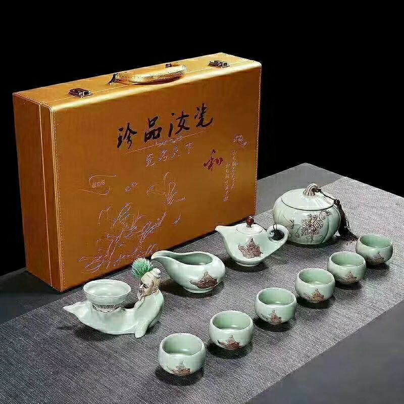 骏工陶瓷新款创意珍品汝瓷茶具礼品套装多种可选工艺精致详情图3