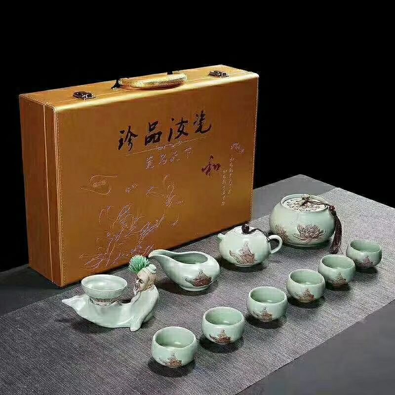 骏工陶瓷新款创意珍品汝瓷茶具礼品套装多种可选工艺精致详情图2