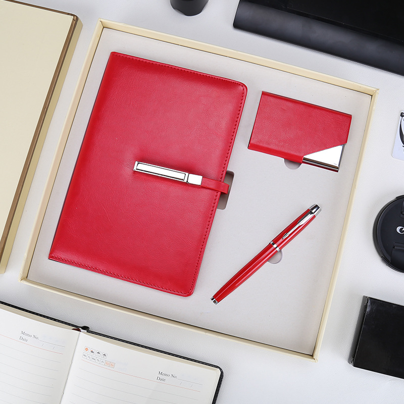 Notebook creative fashion set, notebook business card holder, pen gift, business set customization, company conference LOGO details Picture