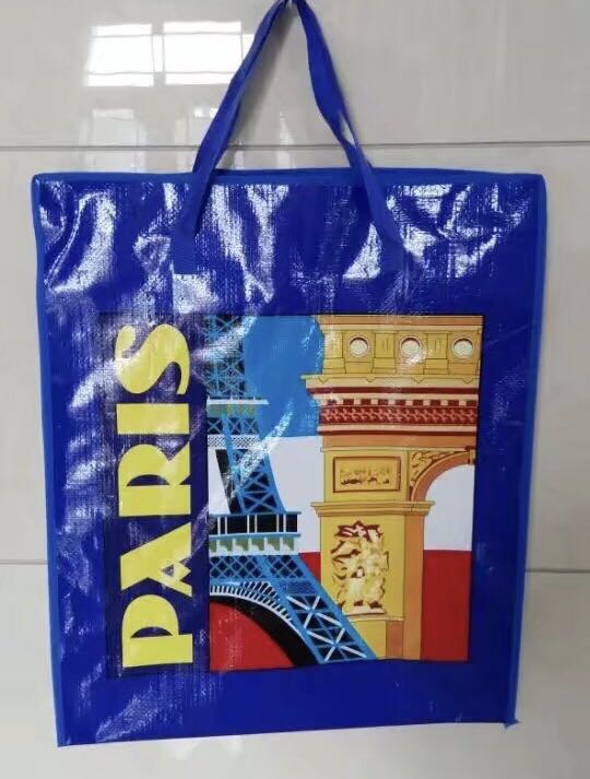 Urban landscape animal pattern woven bag packaging color printing advertising bag duffel bag