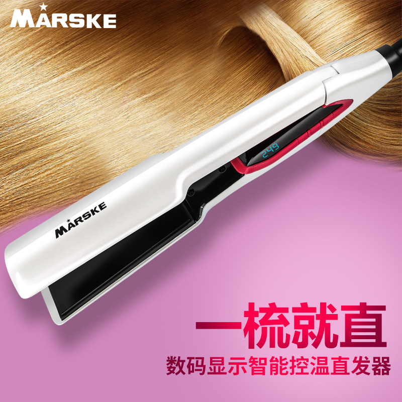 The MS-5966 hair straightener with digital display and temperature-adjustable ceramic plate can be used for both curling and straightening without damaging the power generation clamp Specification image