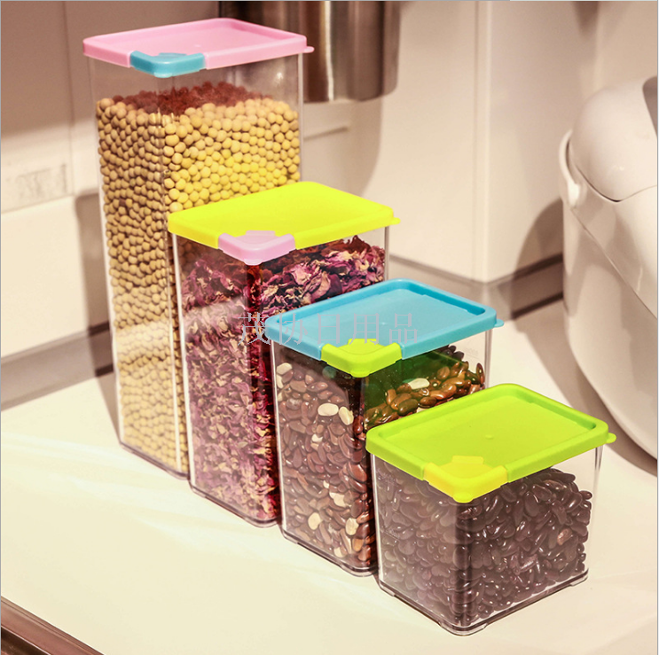 Kitchen sealed tin storage container grain plastic covered storage container colorful food storage container