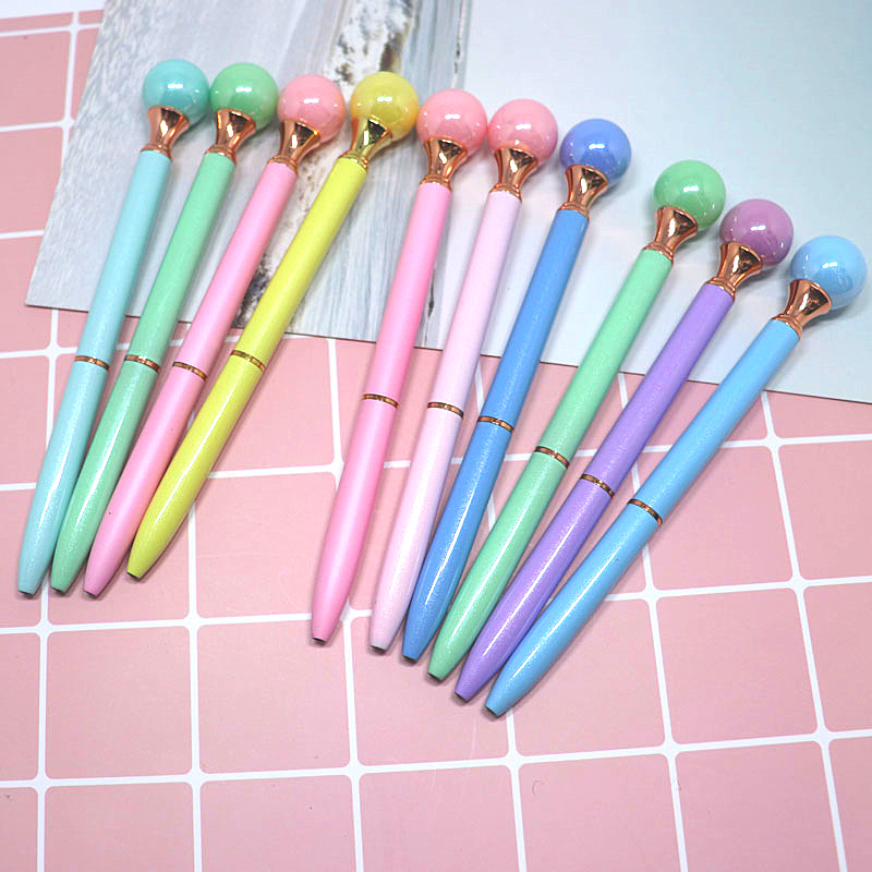 厂家直销马卡龙珍珠笔 金属圆珠笔 创意礼品笔细节图