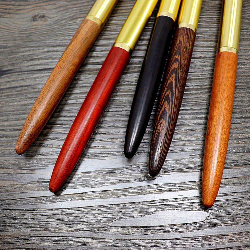 厂家直销原色竹木笔 匠心之笔 木质黄铜笔 手工制作细节图