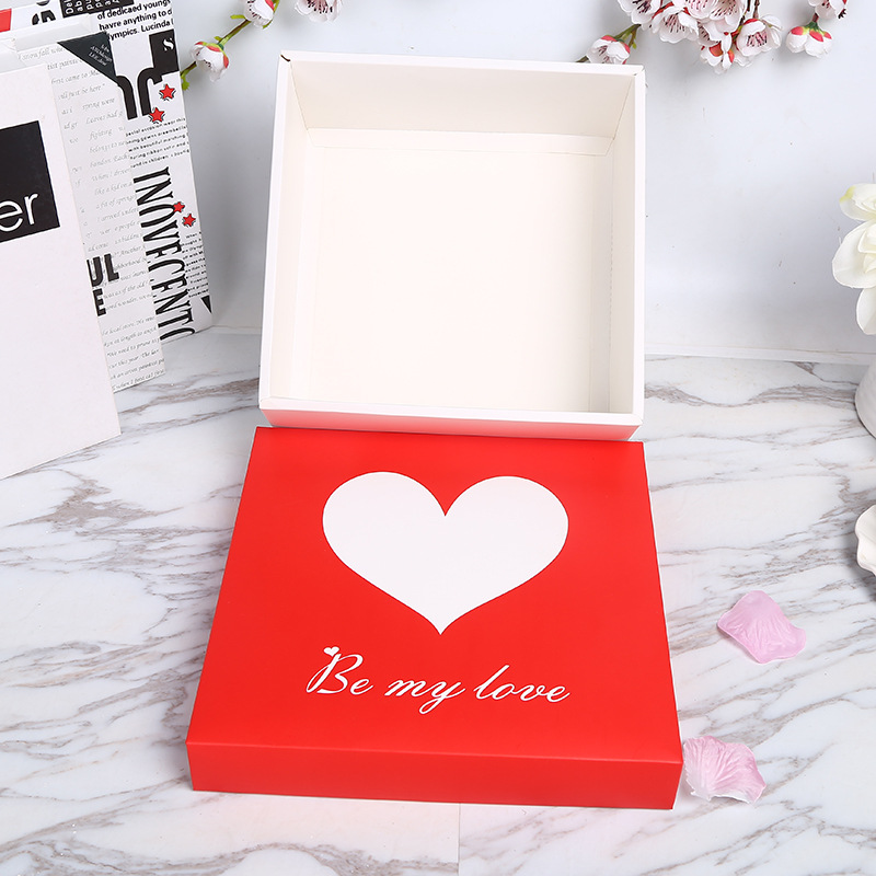 Customized wholesale of exquisite gift packaging box, heart-shaped top and bottom cover gift box, jewelry packaging paper box S806 Specification drawing