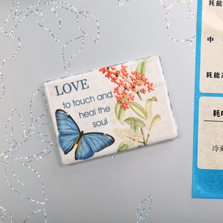 [LOVELY HOME] [hold ja] pegatinas de refrigerador de cerámica impresión de transferencia de calor artesanías para el hogar pegatinas de refrigerador de flores y pájaros recuerdos de viaje se pueden personalizar pegatinas de refrigerador de estilo europeo impresas details Picture