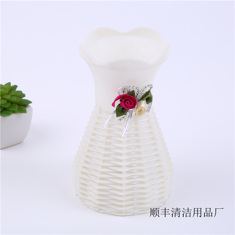 藤编藤条铁艺花盆花器手工编制花篮花器现代简约时尚木制花瓶花篮