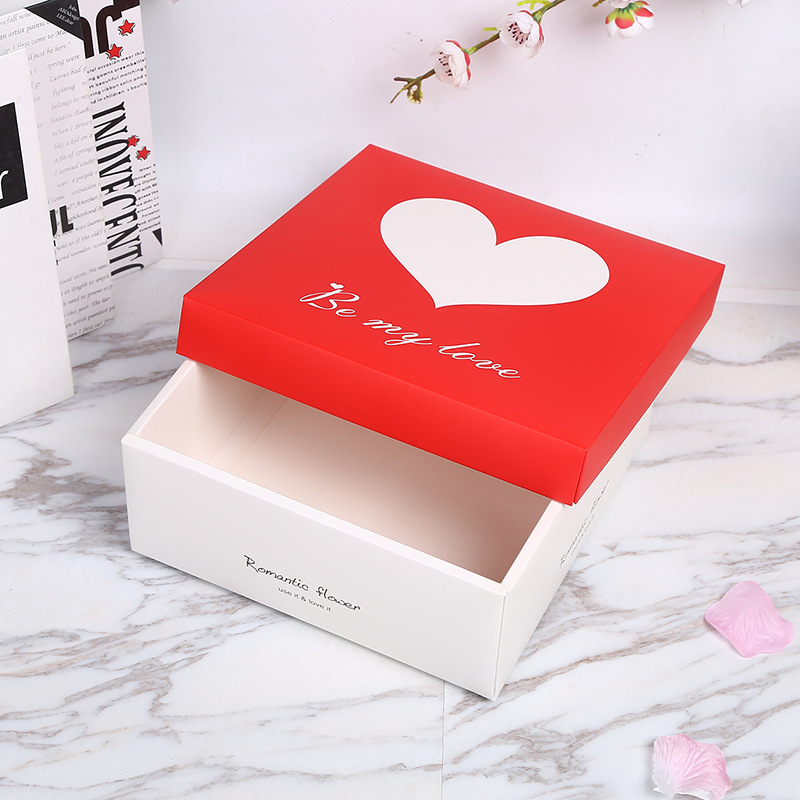 Customized wholesale of exquisite gift packaging box, heart-shaped top and bottom cover gift box, jewelry packaging paper box S806 details Picture