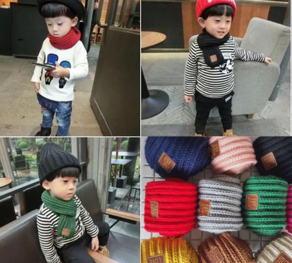 儿童围巾秋冬季保暖围巾韩国针织毛线男童女童贴标小围巾宝宝围脖
