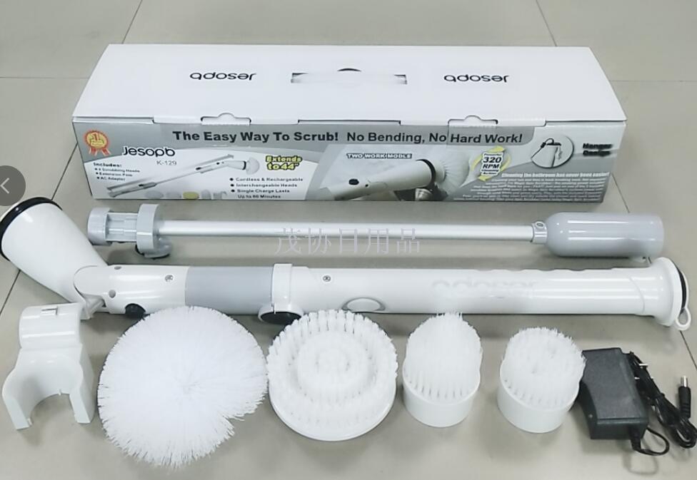 新款电动清洁刷 充电旋转拖把 家用长柄弯头浴缸刷 清洁神器套装