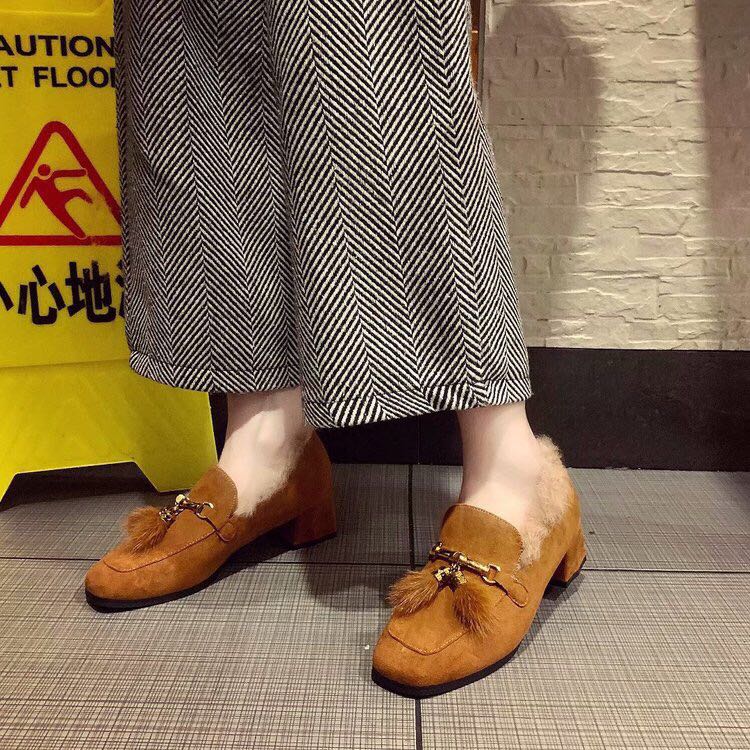 粗跟女毛毛鞋细节图