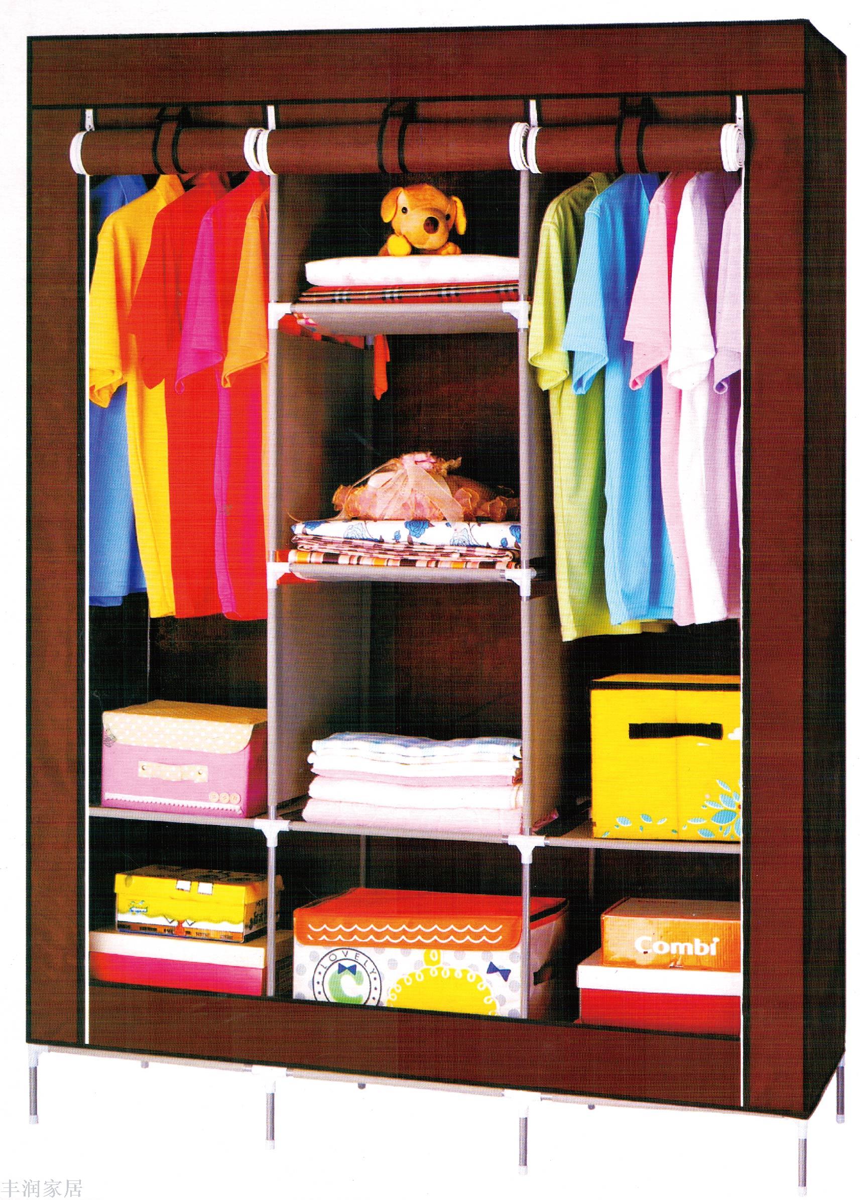 简易衣柜布衣柜钢架加固钢管布衣橱折叠大号组 卷帘式细节图