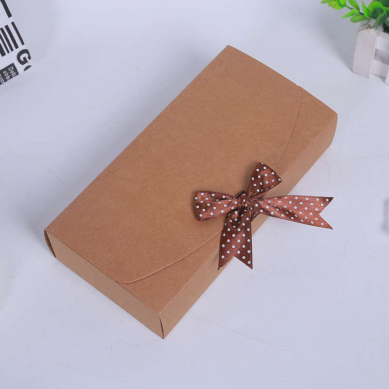 空白牛皮纸盒 长方形礼品包装钱包盒 丝巾盒 厂家直销可定制图