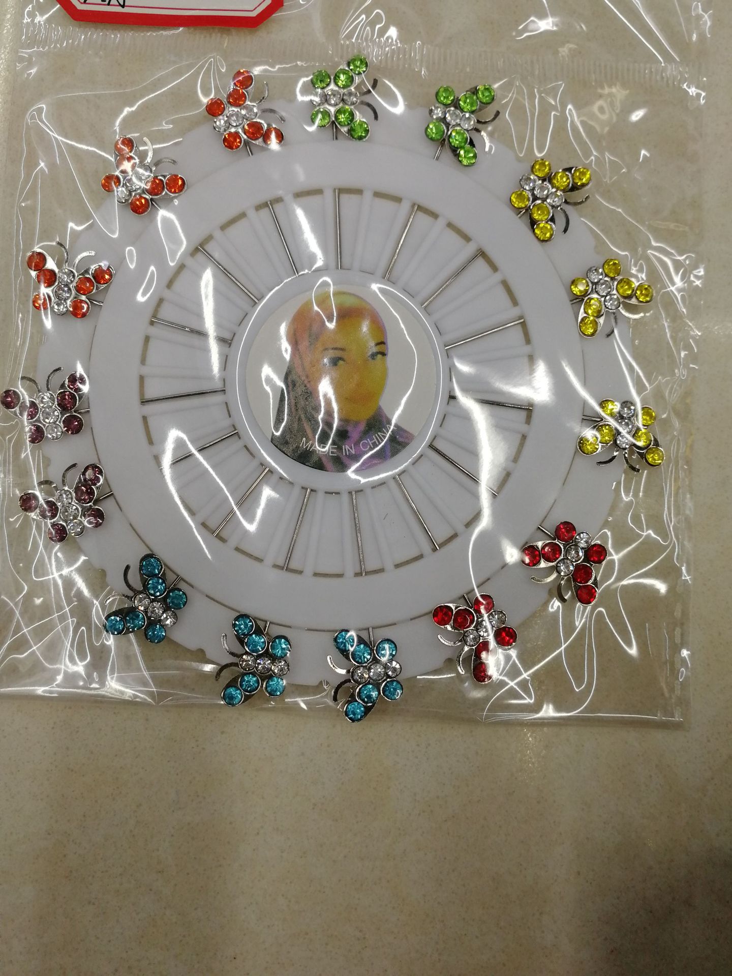 Diamond Butterfly Needle Small Fork Thread Silver Needle, White Needle, Plastic Clip, Pearl Needle Specification drawing
