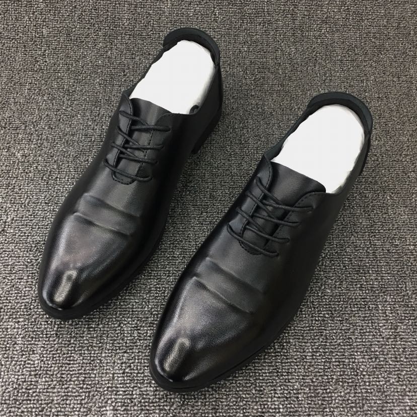 New men's business leather shoes four seasons pointy work shoes soft leather soft sole youth Korean version of the trend small leather shoes