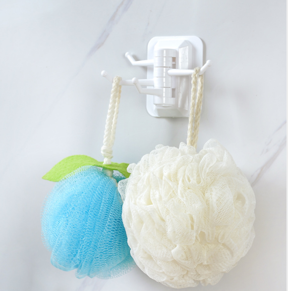 4连旋转挂钩强力粘胶毛巾挂架 浴室墙壁置物架免打孔无痕粘钩细节图