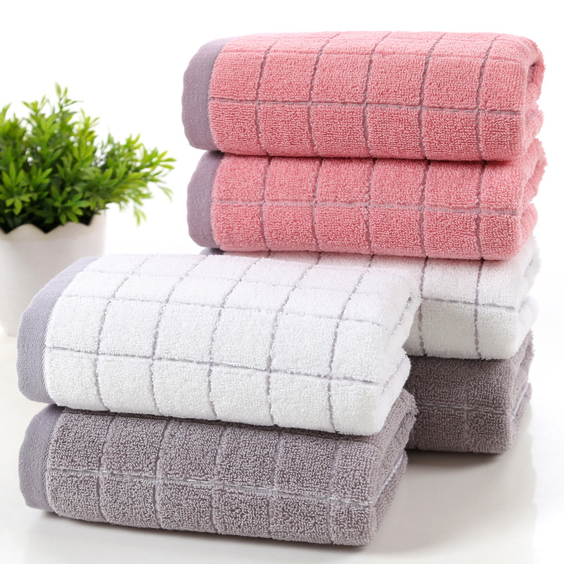 Pure cotton towel with 32 strands of grid, absorbent and soft for washing, adult face towel, supermarket gift promotion towel Specification image