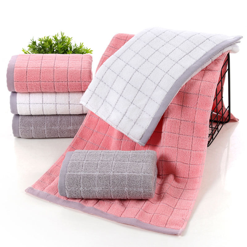 Pure cotton towel with 32 strands of grid, absorbent and soft for washing, adult face towel, supermarket gift promotion towel details Picture