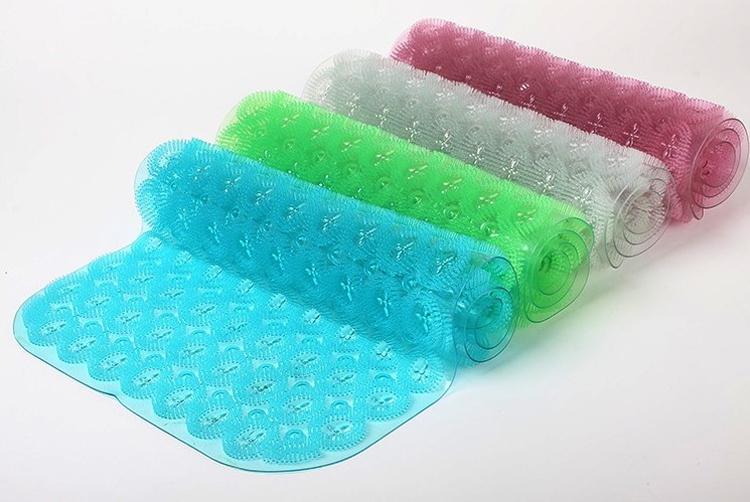 Transparent/solid color long square and round plate brush bathroom mat, massage foot mat, anti-slip mat, bathtub mat, PVC mat Application Scenario