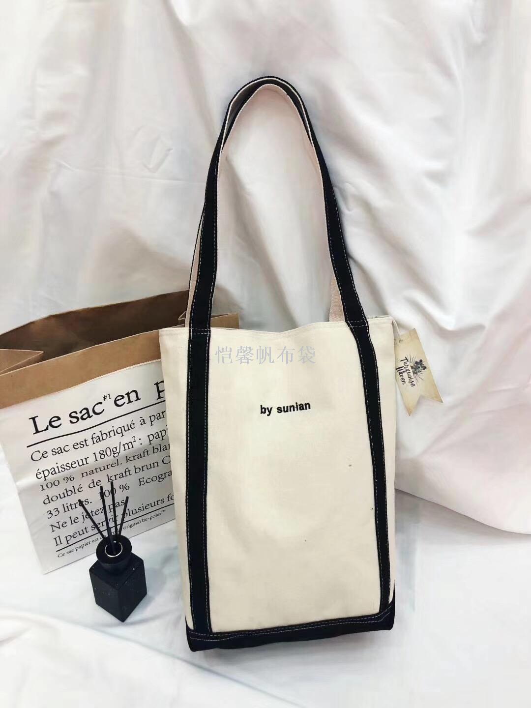 日韩手提袋帆布包简约百搭大容量购物袋单肩帆布包环保布袋细节图