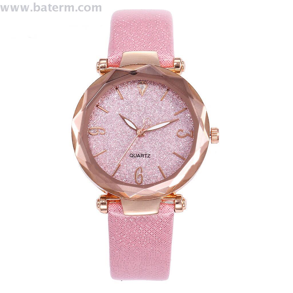 抖音爆款时尚热销水晶切面亮粉数字皮带女士手表