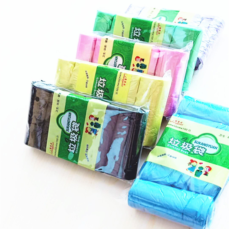 优质彩色垃圾袋厂家 点断式一次性垃圾袋 5卷100只批发产品图