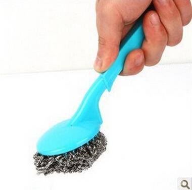 C13厨房清洁钢丝球刷 可更换洗锅刷 除油刷 手柄清洁球刷 钢丝刷产品图