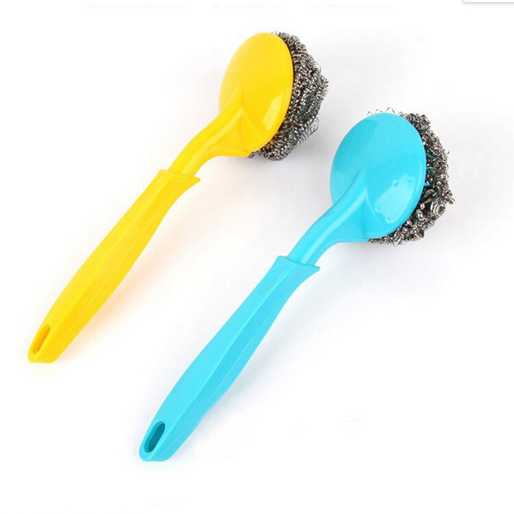 C13厨房清洁钢丝球刷 可更换洗锅刷 除油刷 手柄清洁球刷 钢丝刷