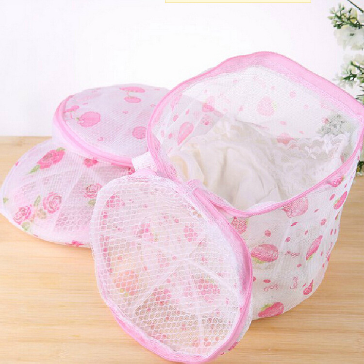 E54 Foldable Bra Wash Bag Wash Cover Underwear Storage basket Printed Laundry bag (with bracket chest)