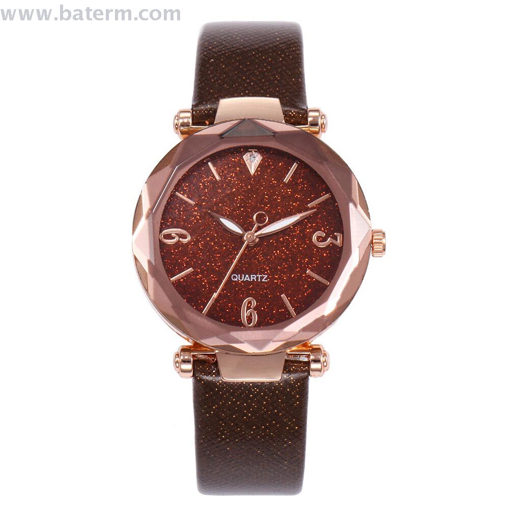 抖音爆款时尚热销水晶切面亮粉数字皮带女士手表产品图