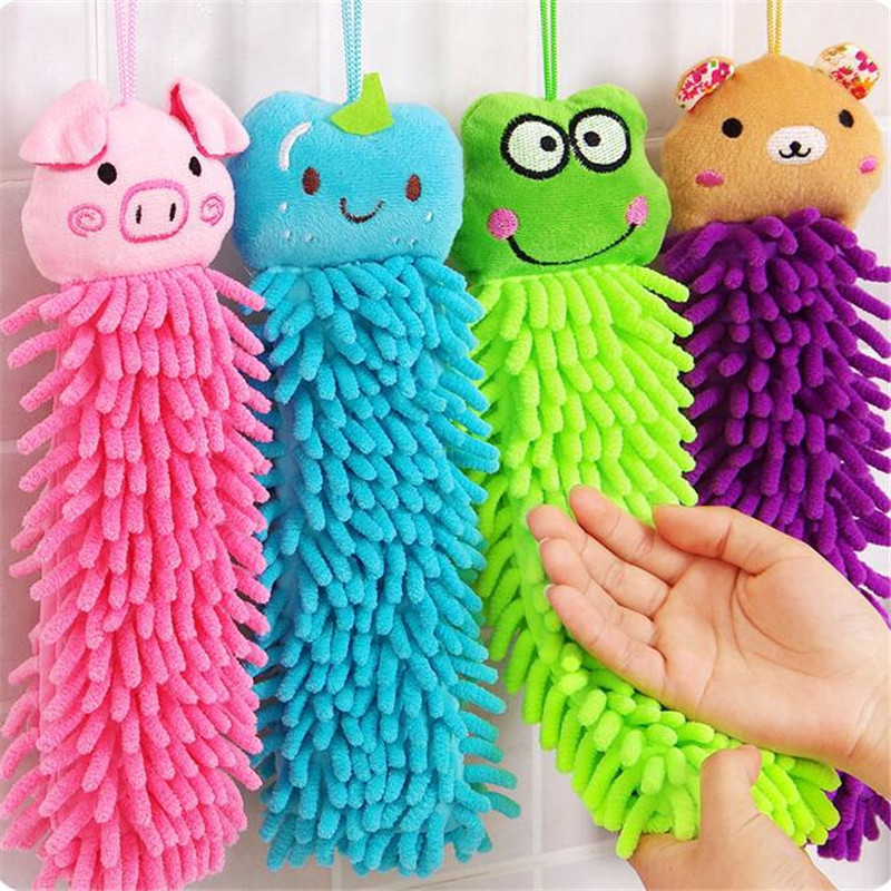 Cartoon cute hanging Chenille hand towel multi-purpose wipe wipe cloth coral wipe hand towel wholesale gifts