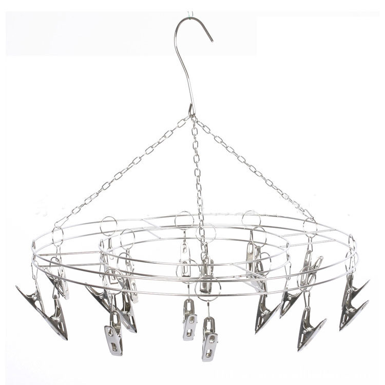 Ｅ14 不锈钢实心衣架20夹圆晾衣架防风不锈钢晒衣架内衣袜子衣架