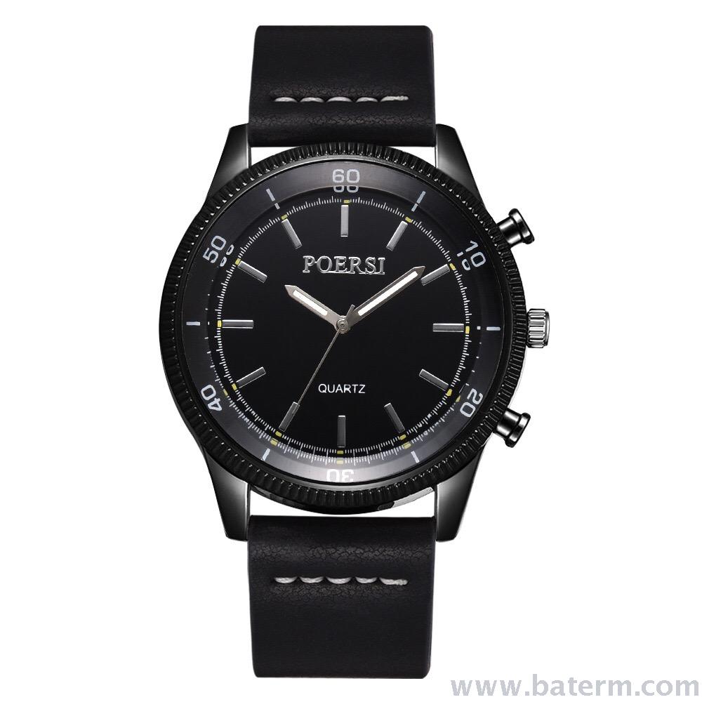 New fashionable and trendy gun black round striped leather strap men's watch, casual student watch 7 Application Scenario