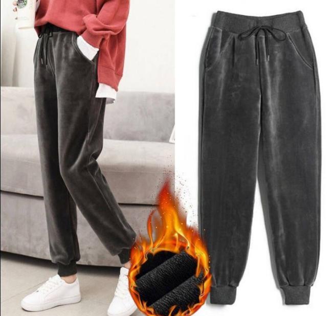 Velvet women loose casual Instagram super fire everything plus velvet thick sweatpants
