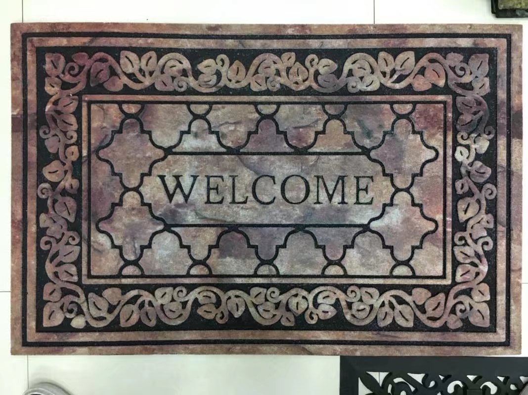 Thickened flocking printed mat WELCOME door mat rubber flocking mat printed mat outdoor mat Specification drawing