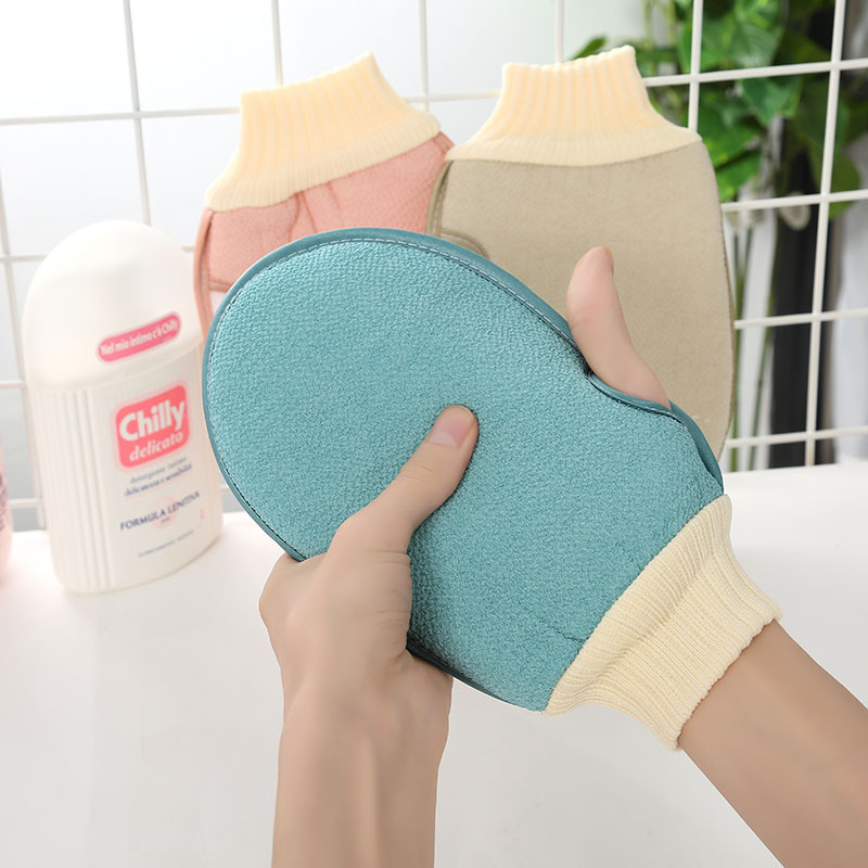 The manufacturer wholesale bath glove apron washcloth thickened plain color finger dew back gloves HL-0245