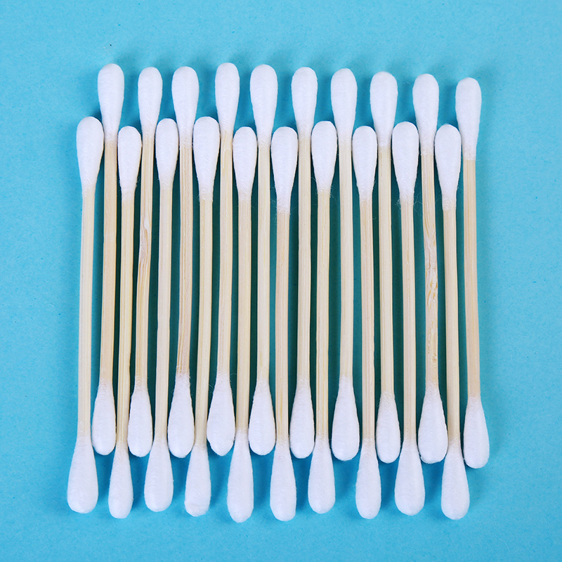 2018新款竹棒小圆棉签100支 卫生木棒化妆棉签双头脱脂棉家用棉签产品图