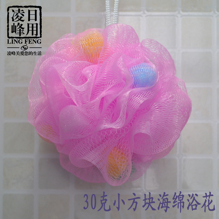 韩版外贸 大号海绵沐浴球 彩色尼龙 优质浴花30克洗浴用品批发