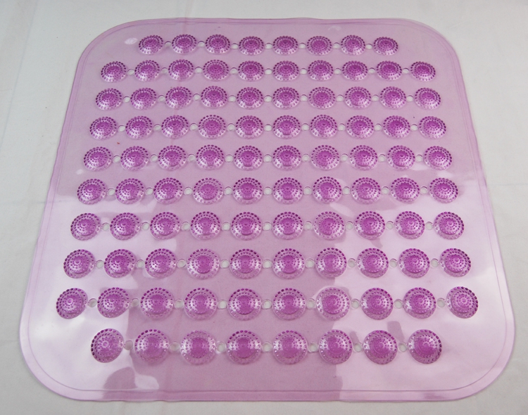 Transparent/solid-color square dot round bead plain transparent bathroom mat, anti-slip mat, PVC floor mat, bathtub mat full figure