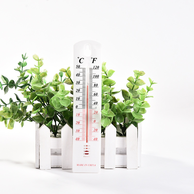 Plastic small single-piece thermometer, straight plate plastic thermometer, indoor large basin agricultural thermometer Specification image