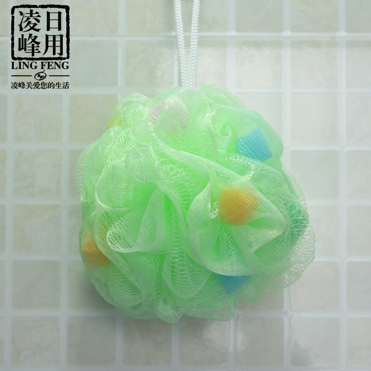 韩版外贸 大号海绵沐浴球 彩色尼龙 优质浴花30克洗浴用品批发产品图