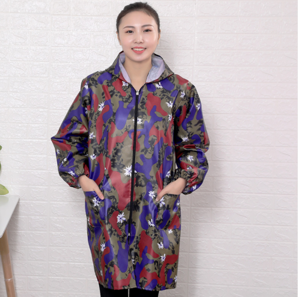 拉链长款围裙 防水防污男女成人长袖罩衣批发 防油防水罩衣加大细节图