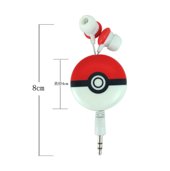 Creative and cute pet Poke Ball telescopic headphones 3.5mm universal in-ear Cartoon Pikachu headphones Specification image