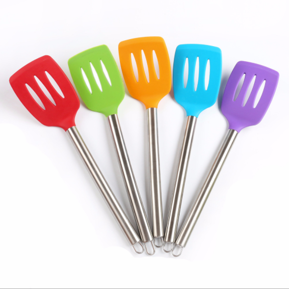 Large food-grade silicone spatula, high-temperature resistant and non-stick, hollow stainless steel handle, leak-proof spatula for stir-frying details Picture